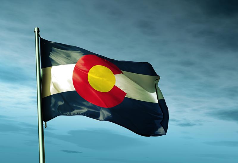 Colorado (USA) flag waving in the evening